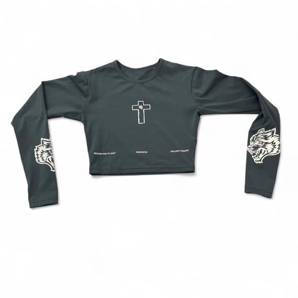 Darc Sport Wolves Crop Top Long Sleeve Size Small 56 of 500 - Picture 2 of 6